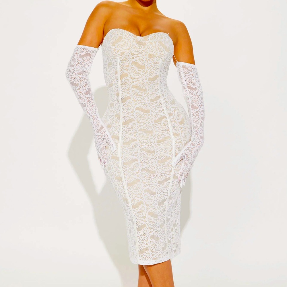Love With A Glove Midi Dress - White